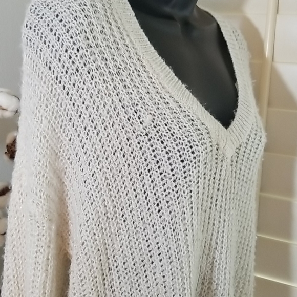 Aeropostale Knit Sweater Cream & Metallic Sm - Picture 4 of 8